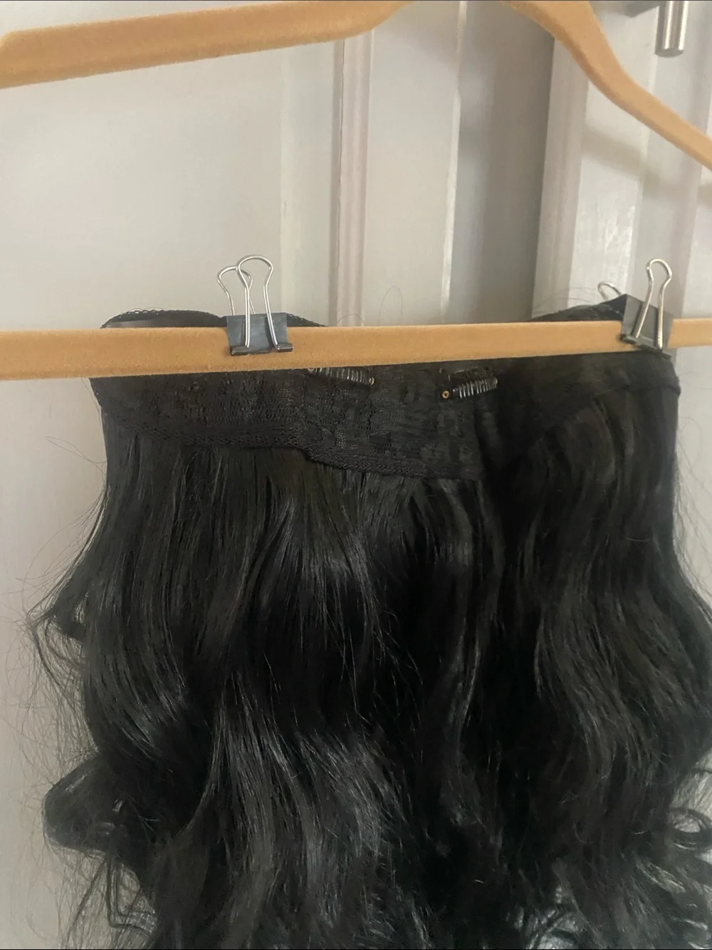 16 inch Black One Piece Clip-In Hair Extension Wavy High Quality natural